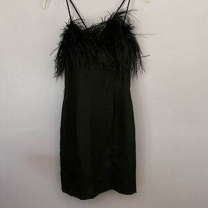 Roberta Bridal Black Feathered Mini Dress